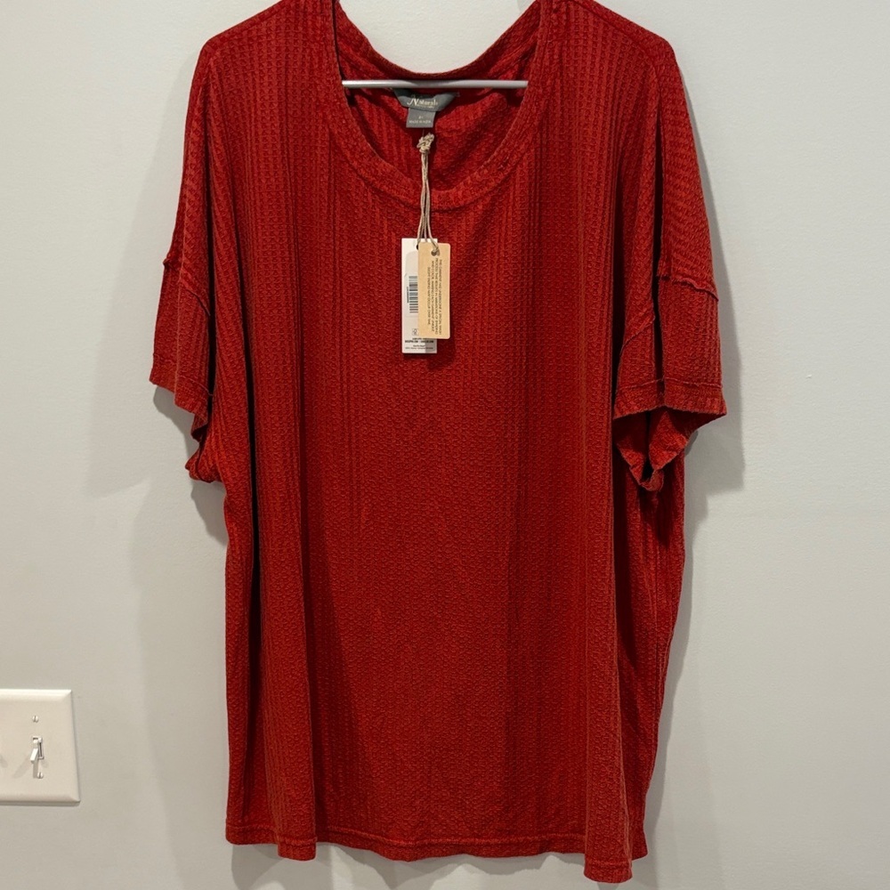 Natural Reflections Deep Red Short Sleeve Top